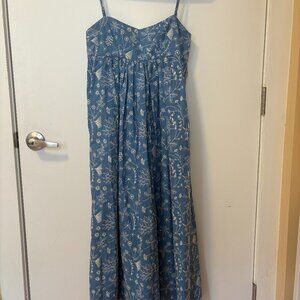 Caron Callahan blue & white floral print dress
